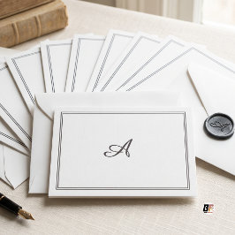 Cartão De Notas Inicial Monograma Personalizado Minimalista Elegan