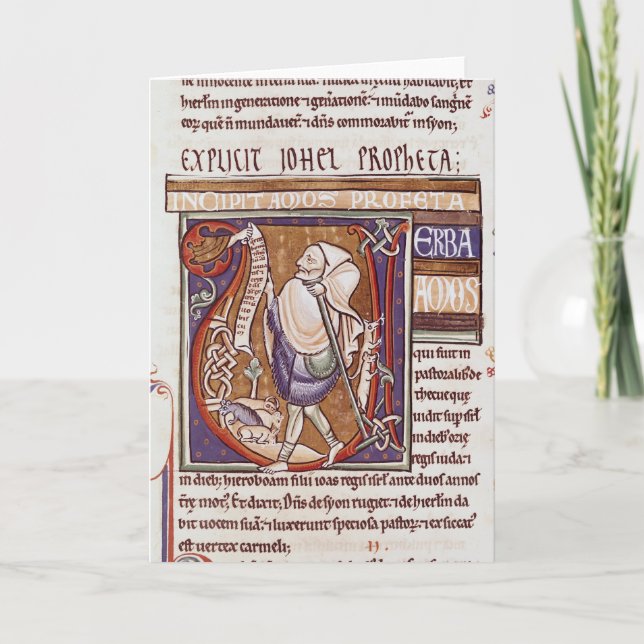 Cartão De Notas Inicial "V" de Historiated que descreve Amos (Frente)