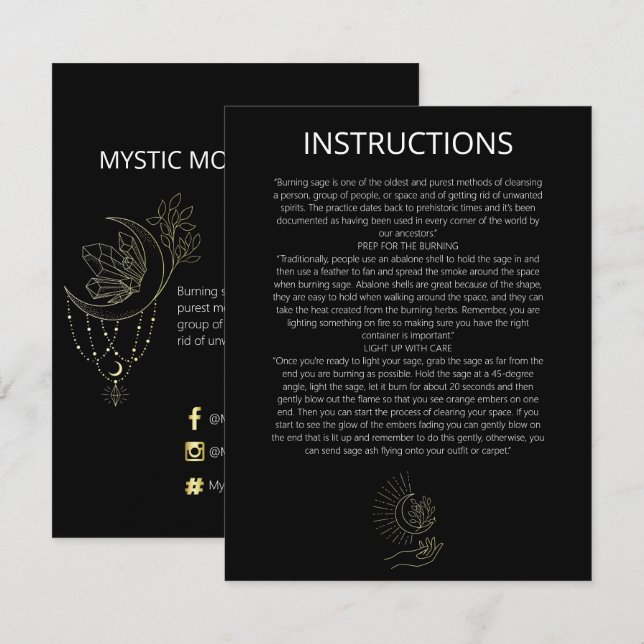 Cartão De Notas Instruções para limpeza da sarna mística (Frente/Verso)