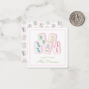 Cartão De Notas Invólucro de Azulejos de Forma Rosa e Verde