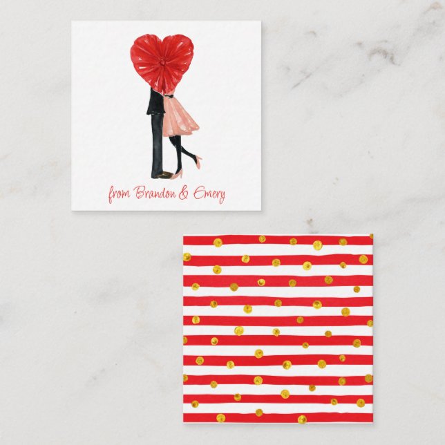 Cartão De Notas Invólucro de presentes de Casal de moto de aquarel (Frente/Verso)