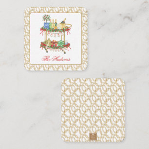 Cartão De Notas Invólucro do Carrinho de Bar de Champagne Watercol