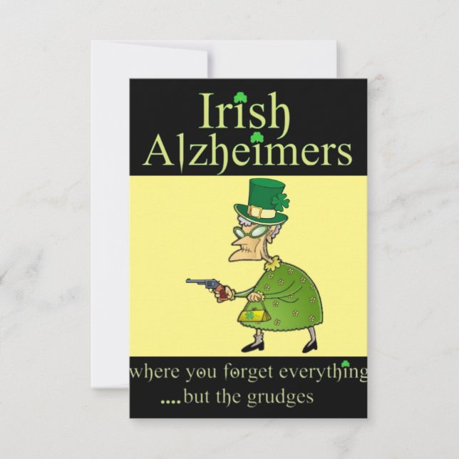 Cartão De Notas Irlandês Dia de São Patrício Humorístico Alzheimer (Frente)