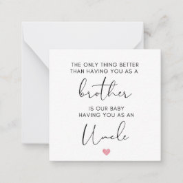 Cartão De Notas Irmão Promovido ao Tio, revelação de gravidez