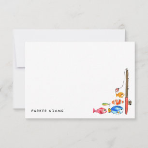 Cartão De Notas Isca de Peixe Aquarela Fofa Gancho Carrete de Pesc