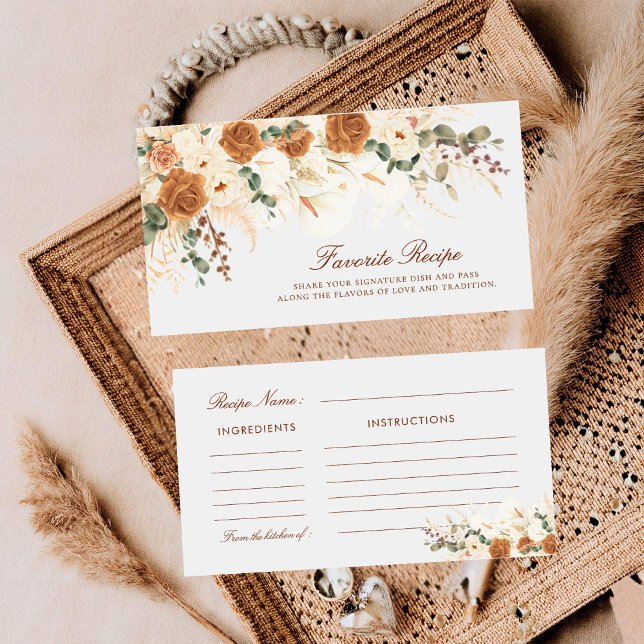 Cartão De Notas Ivory Calla Lilies Favorite Recipe Bridal Ticket (Criador carregado)
