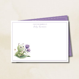 Cartão De Notas Ivory Cute Caterpillar Custom Name Nursery 