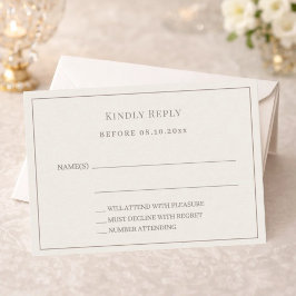 Cartão De Notas Ivory taupe pinstriped wedding response RSVP