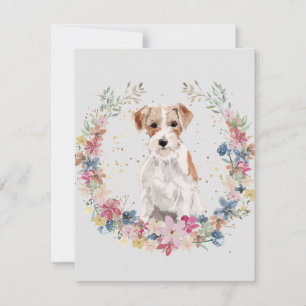 Cartão De Notas Jack Russell Terrier Spring Flowers Monograma