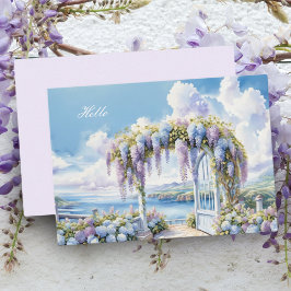 Cartão De Notas Jardim De Wistéria Aquarela Arte De IA