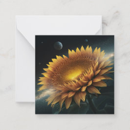 Cartão De Notas Jardim Galáctico: Arte Surreal de Girassol