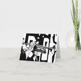Cartão De Notas Jazz Trumpet Músico 4x5.6 dobrado