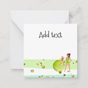 Cartão De Notas Jogador de tênis mantém raquete e bola