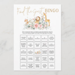 Cartão De Notas Jogo de Bingo Encontre o Convidados Floral Animais