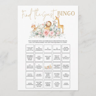 Cartão De Notas Jogo de Bingo Encontre o Convidados Floral Animais