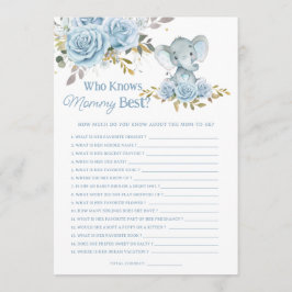 Cartão De Notas Jogo do Elefante Floral Azul que Conhece Melhor a 