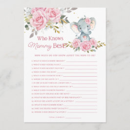Cartão De Notas Jogo do Elefante Floral Rosa Quem Conhece Melhor a