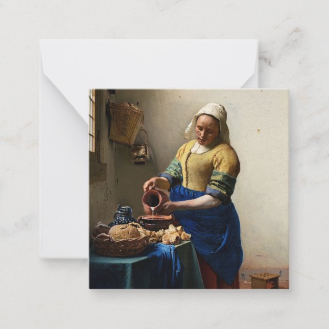 Cartão De Notas Johannes Vermeer - A Milkmaid (Frente)
