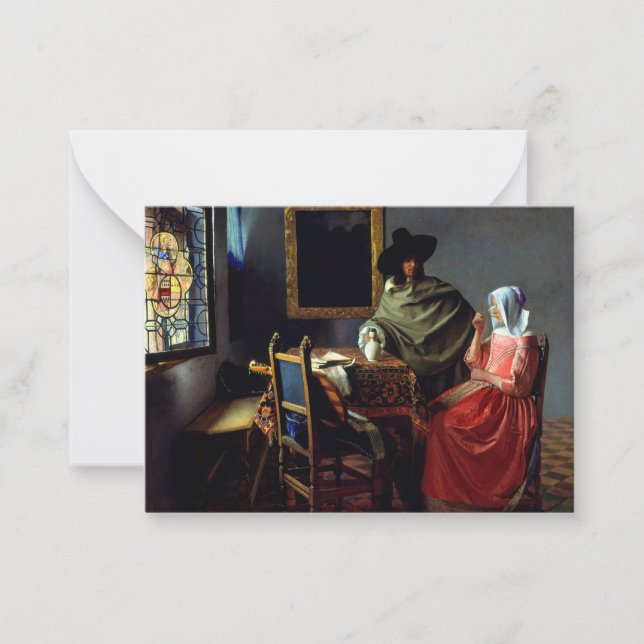 Cartão De Notas Johannes Vermeer - O Vidro do Vinho (Frente)