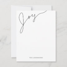 Joy Modern Script Black and White Christmas