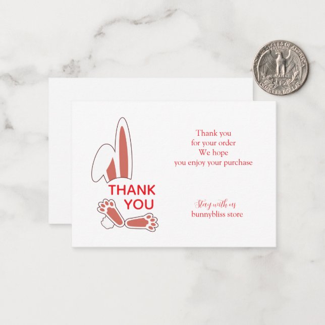 Cartão De Notas Kawaii Bunny Espia Obrigado (Frente/Verso In Situ)