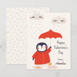 Cartão De Notas Kids Classroom Cute Penguin Valentine's Day