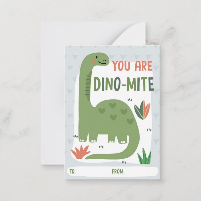 Cartão De Notas Kids Dinosaur Classroom Valentine Card (Frente)