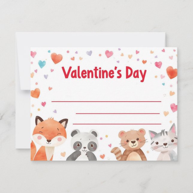 Cartão De Notas Kids Valentine Mini Note Cards | Cute Cartoons (Frente)