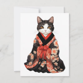 Cartão De Notas Kimono Cat