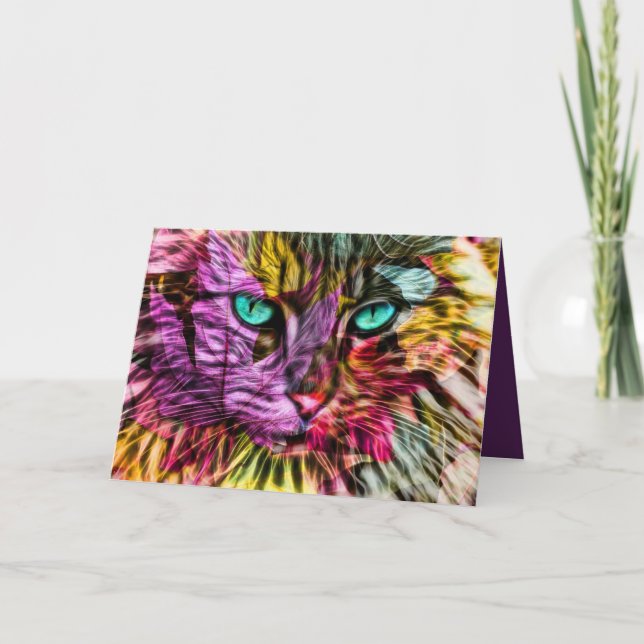 Cartão De Notas Kitten Cat Artsy Design (Frente)