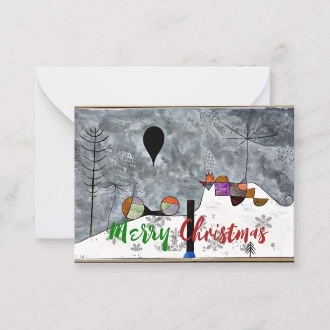 Cartão De Notas Klee - Pintura de Inverno, Feliz Natal (Frente)