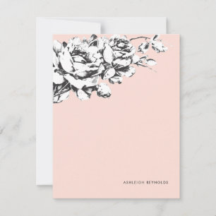 Cartão De Notas La Vie en Rosa Floral Stationery - Rosa