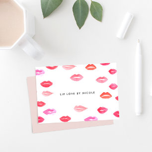 Cartão De Notas Lábios Notecards liso personalizado   da aguarela