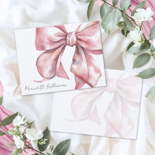 Cartão De Notas Laço Rosa Personalizado de Agradecimento