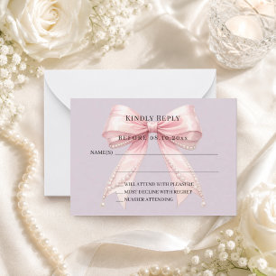 Cartão De Notas Laço rosa resposta dusty lavender RSVP