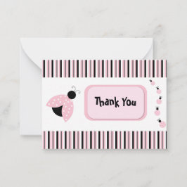 Cartão De Notas Ladybug Em Rosa, Obrigado