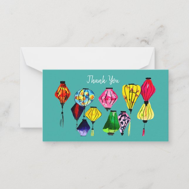 Cartão De Notas Lanterna chinesa, arte colorida (Frente)
