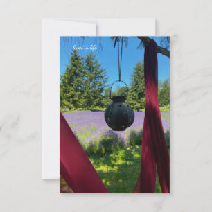 Cartão De Notas Lanterna do Jardim e Campo de Lavanda