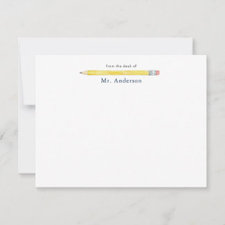 Cartão De Notas Lápis Aquarela Professores Personalizados