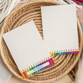Cartão De Notas Lápis Coloridos Personalizados Nome do Professor