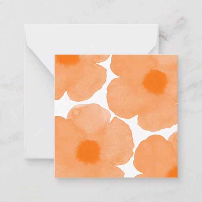 Cartão De Notas Laranja Aquarela Poppy 3 (Frente)