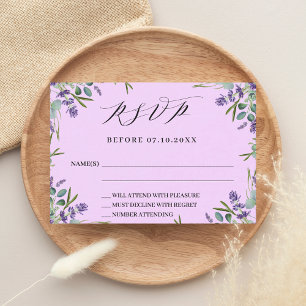 Cartão De Notas Lavanda cor-de-rosa reposta ao casamento RSVP