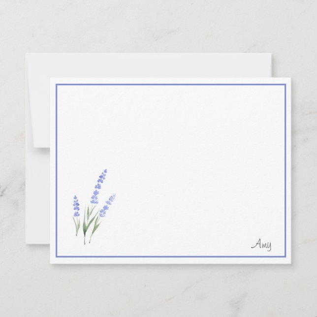 Cartão De Notas Lavanda de Aquarela (Frente)