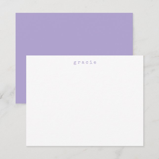Cartão De Notas Lavanda de Nome Personalizado da Máquina de Digita (Frente/Verso)