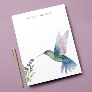 Cartão De Notas Lavanda personalizada de beija-flores