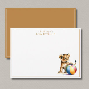 Cartão De Notas Leão Fofo Com Um Obrigado Berçário Safari 