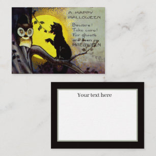 Cartão De Notas legal vintage, coruja-de-gato-preto Halloween