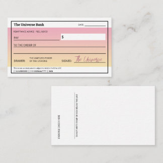 Cartão De Notas Lei de Atração do Manifesto de Dinheiro Rosa-Rosa