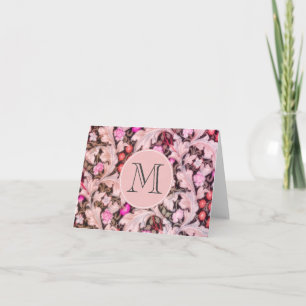 Cartão De Notas Leicester Pink Vintage Monograma Floral