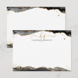 Cartão De Notas Leitura Dourada do Script de Monograma de Agato Pr